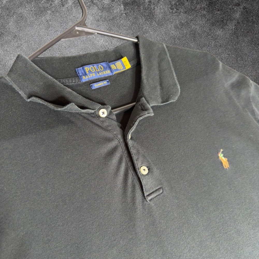 Polo Ralph Lauren Mens XXL Black Classic Fit Polo Shirt Flesh Color Pony Preppy